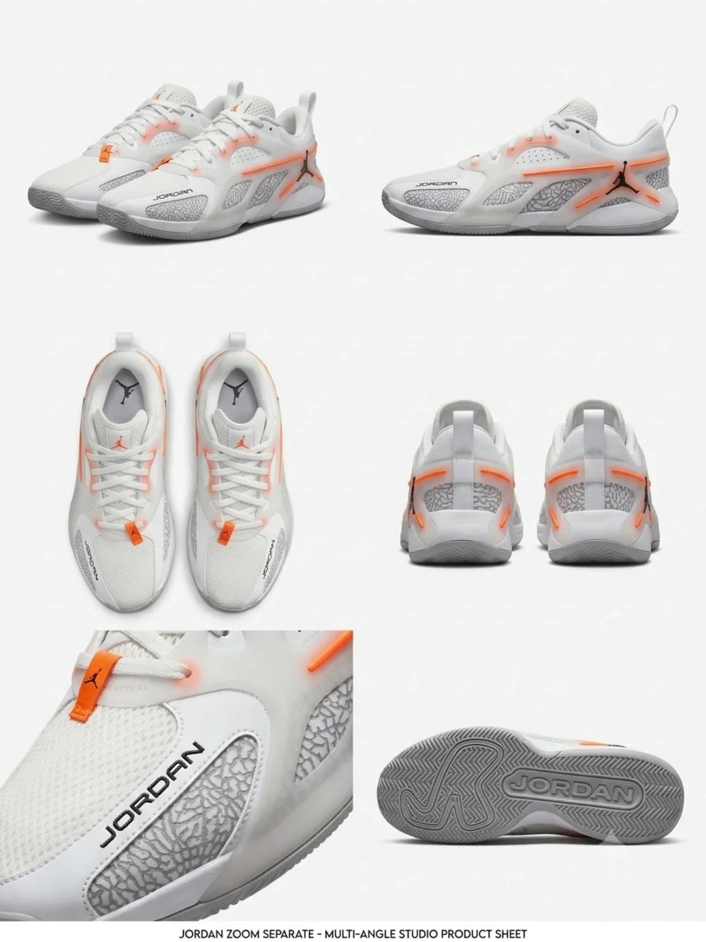 Sz 13 men Jordan Heirs White, Grey, and Laser Orange/Black accents.